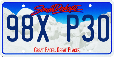 SD license plate 98XP30