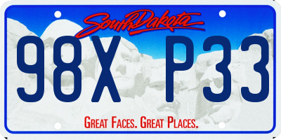 SD license plate 98XP33