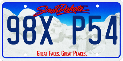 SD license plate 98XP54
