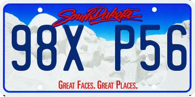 SD license plate 98XP56