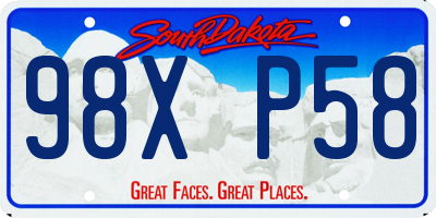 SD license plate 98XP58