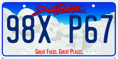 SD license plate 98XP67