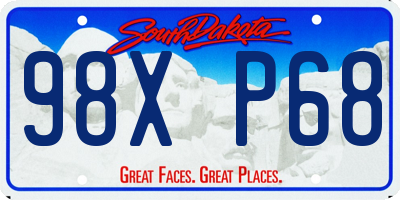 SD license plate 98XP68