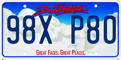 SD license plate 98XP80