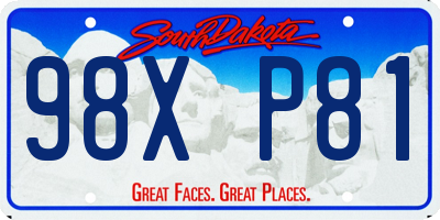 SD license plate 98XP81