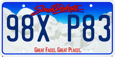 SD license plate 98XP83