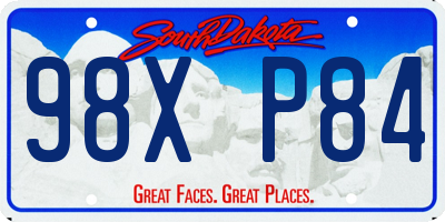 SD license plate 98XP84