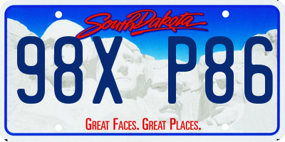 SD license plate 98XP86