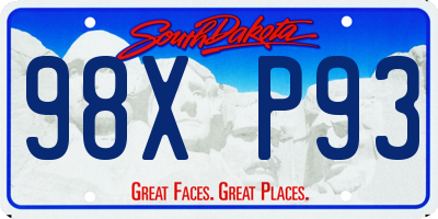 SD license plate 98XP93
