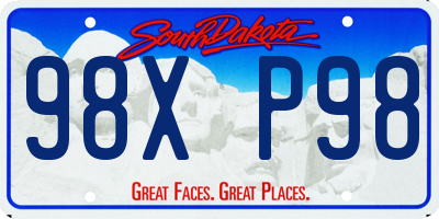 SD license plate 98XP98