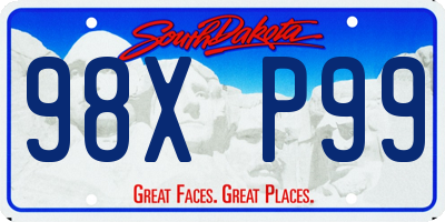 SD license plate 98XP99