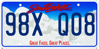 SD license plate 98XQ08