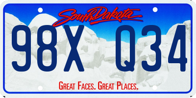 SD license plate 98XQ34