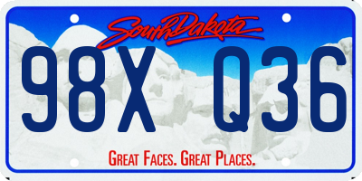 SD license plate 98XQ36