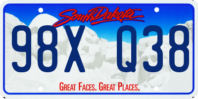 SD license plate 98XQ38