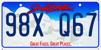 SD license plate 98XQ67