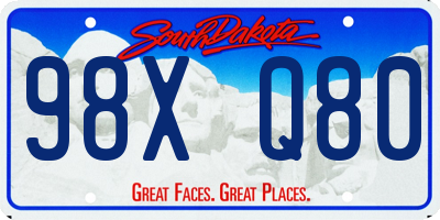 SD license plate 98XQ80