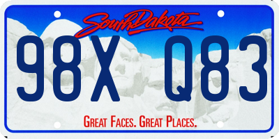 SD license plate 98XQ83