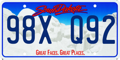 SD license plate 98XQ92