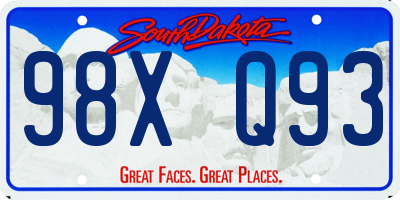 SD license plate 98XQ93