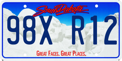 SD license plate 98XR12