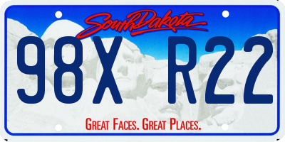 SD license plate 98XR22
