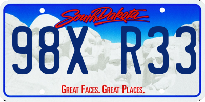 SD license plate 98XR33