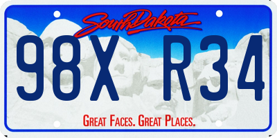 SD license plate 98XR34