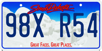 SD license plate 98XR54