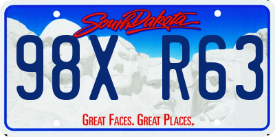 SD license plate 98XR63