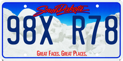 SD license plate 98XR78