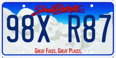 SD license plate 98XR87