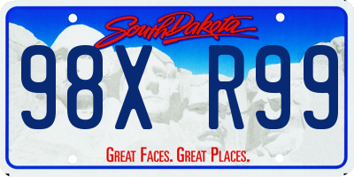 SD license plate 98XR99