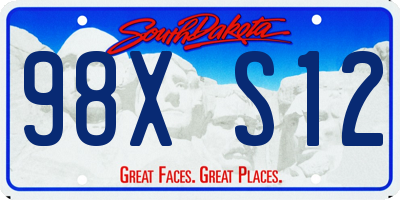 SD license plate 98XS12
