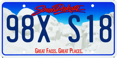 SD license plate 98XS18