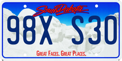 SD license plate 98XS30