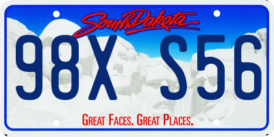 SD license plate 98XS56
