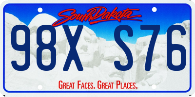 SD license plate 98XS76
