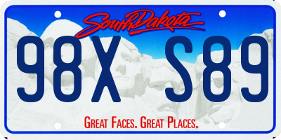 SD license plate 98XS89