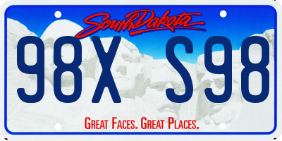 SD license plate 98XS98