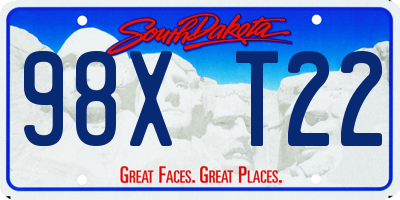SD license plate 98XT22