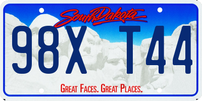 SD license plate 98XT44
