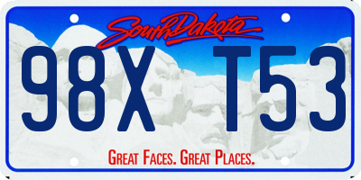 SD license plate 98XT53