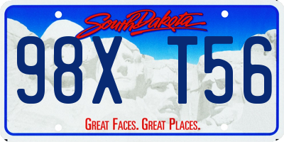 SD license plate 98XT56