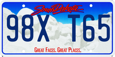 SD license plate 98XT65