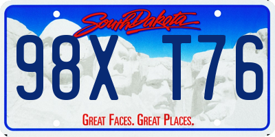 SD license plate 98XT76