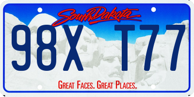 SD license plate 98XT77