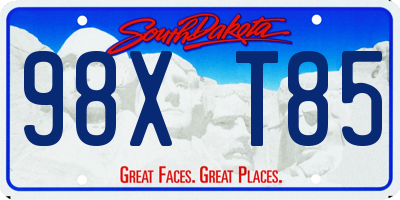 SD license plate 98XT85
