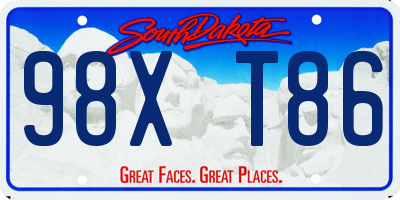 SD license plate 98XT86