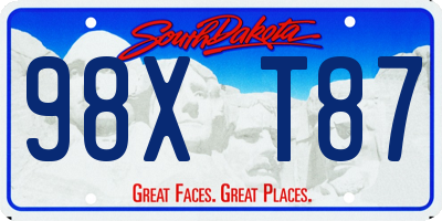 SD license plate 98XT87